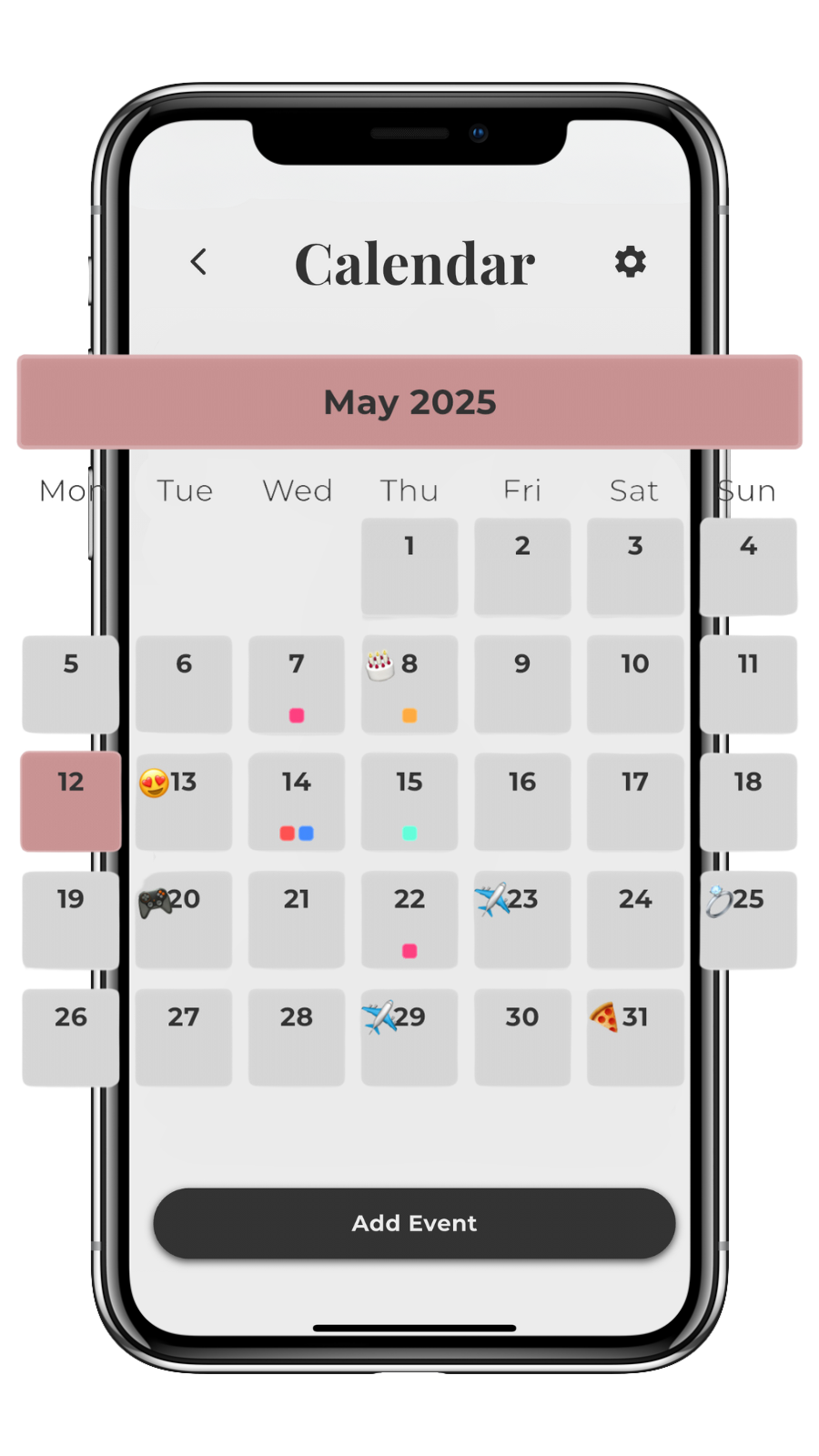 Shared Calendar in the Bonded Together app for couples