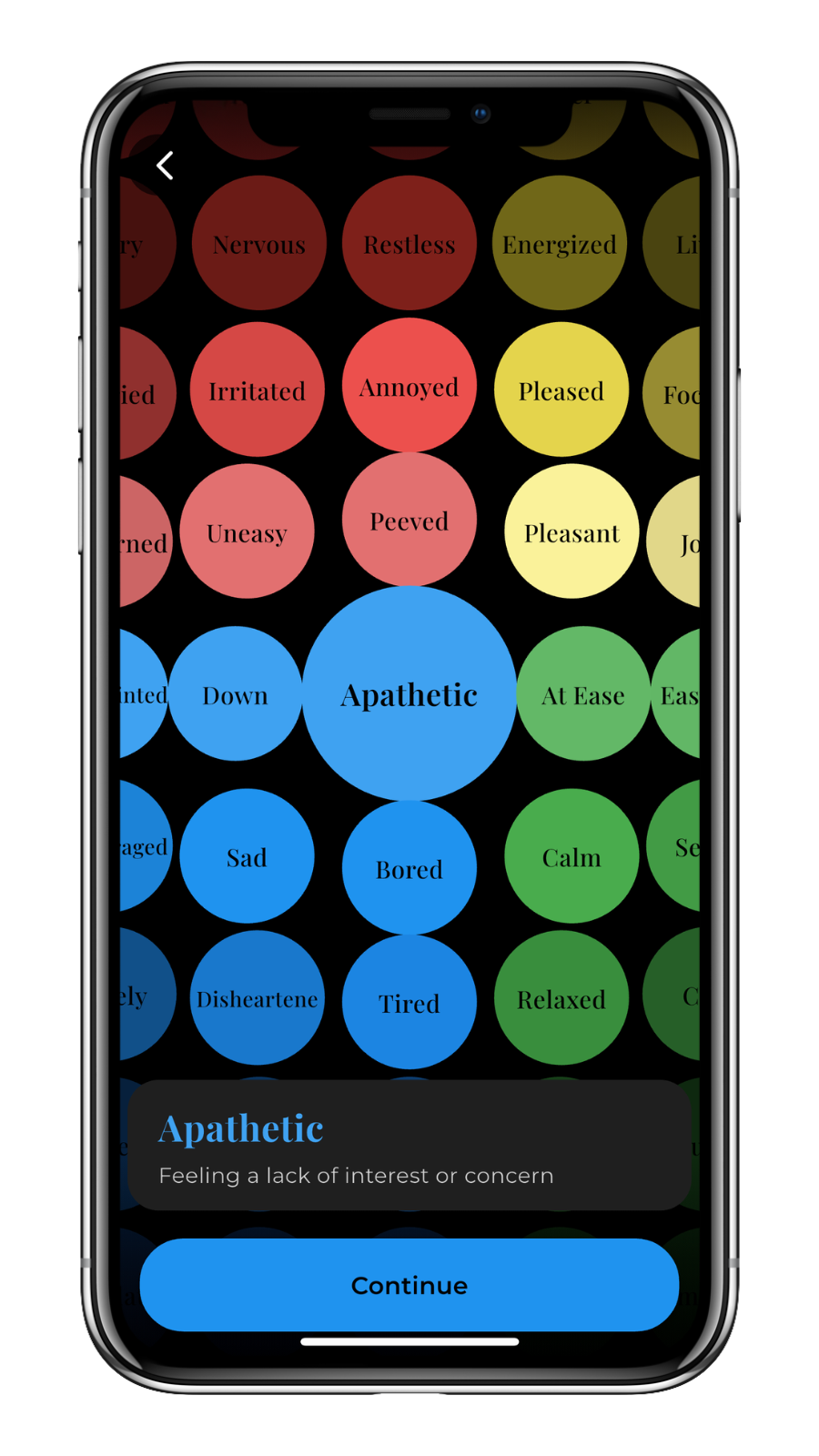 Mood Tracker in the Bonded Together app for couples